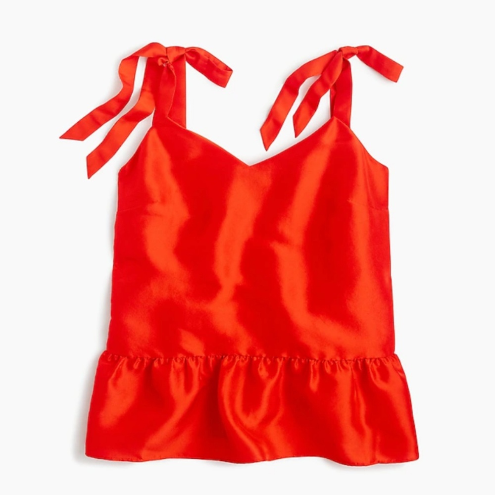 J.Crew silk tie shoulder peplum top